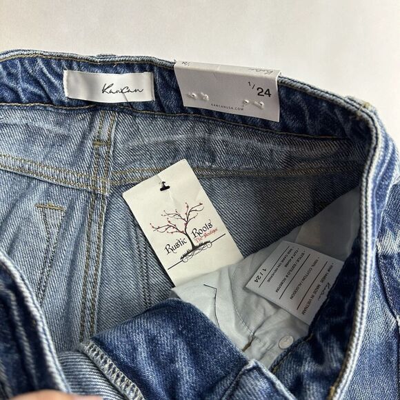 KanCan Jeans Size 24 Boyfriend High Rise Distressed Stretch Denim Roll Cuff NEW - Picture 5 of 9